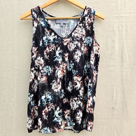 Classiques Entier Sleeveless Silk Top Colorful Abstract Classic Chic Luxe Size S - Picture 2 of 8